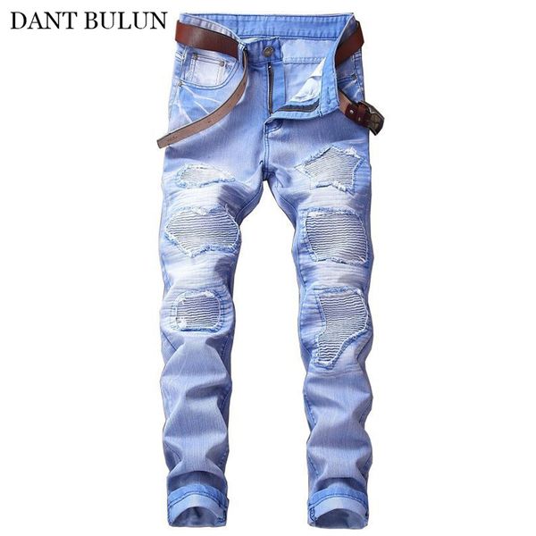 jeans men's patchwork casual straight cotton trousers beggar distressed hole hip hop streetwear denim jeans hombre male pants, Blue
jeans men's patchwork casual straight cotton trousers beggar distressed hole hip hop streetwear denim jeans hombre male pants, Blue