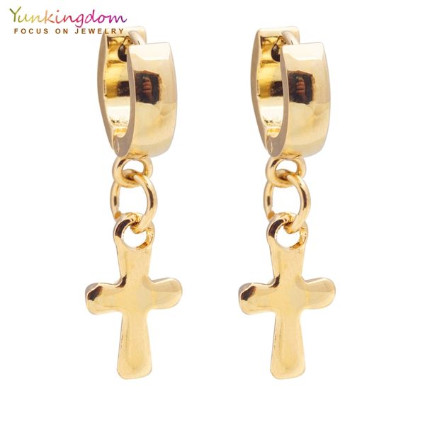 yunkingdom cross long earrings stainless steel gold color hoop earrings for women ue0305, Golden;silver
yunkingdom cross long earrings stainless steel gold color hoop earrings for women ue0305, Golden;silver