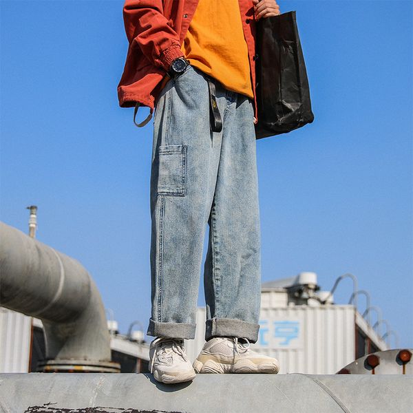 wholesale 2020 summer spring loose wide leg tooling jeans men korean streetwear loose pants hombre hong kong straight long pants, Blue
wholesale 2020 summer spring loose wide leg tooling jeans men korean streetwear loose pants hombre hong kong straight long pants, Blue
