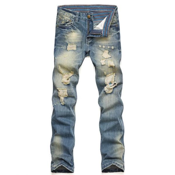 men's holes jeans 2017 new selling cotton beggar pants men trousers european style personality straight type male jeans, Blue
men's holes jeans 2017 new selling cotton beggar pants men trousers european style personality straight type male jeans, Blue