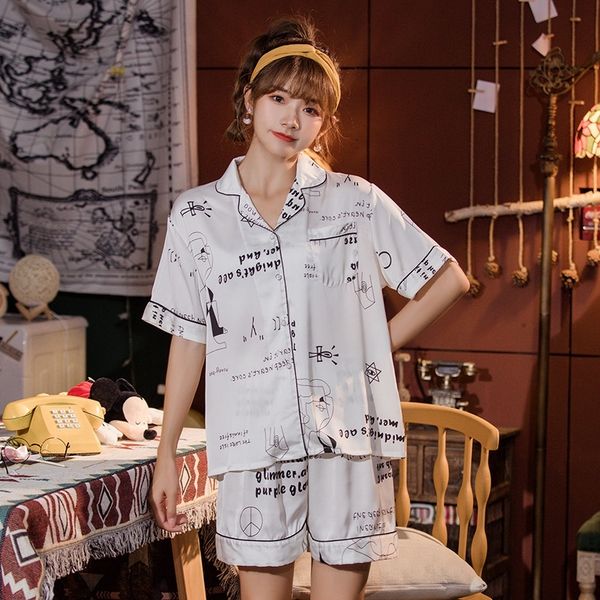 ux3gu ice silk pajamas female cute girl simple cartoon loose casual short-sleeved pants two-piece clothes home furnishing clothing home clot, Blue;red
ux3gu ice silk pajamas female cute girl simple cartoon loose casual short-sleeved pants two-piece clothes home furnishing clothing home clot, Blue;red