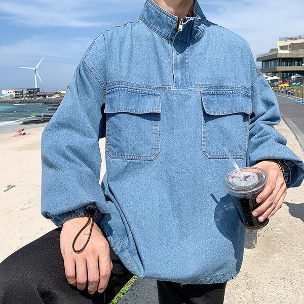 2019 harajuku men denim jacket autumn new pullover solid color street clothing hip hop loose bomber jacket plus size men's wear, Black;brown
2019 harajuku men denim jacket autumn new pullover solid color street clothing hip hop loose bomber jacket plus size men's wear, Black;brown