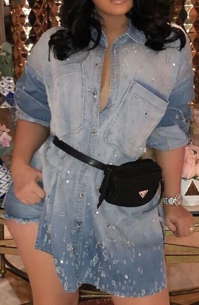 Beading Designer Washed Jean Dress for Women Clothes Single Breasted Shirt Dress Spring Casual
Beading Designer Washed Jean Dress for Women Clothes Single Breasted Shirt Dress Spring Casual