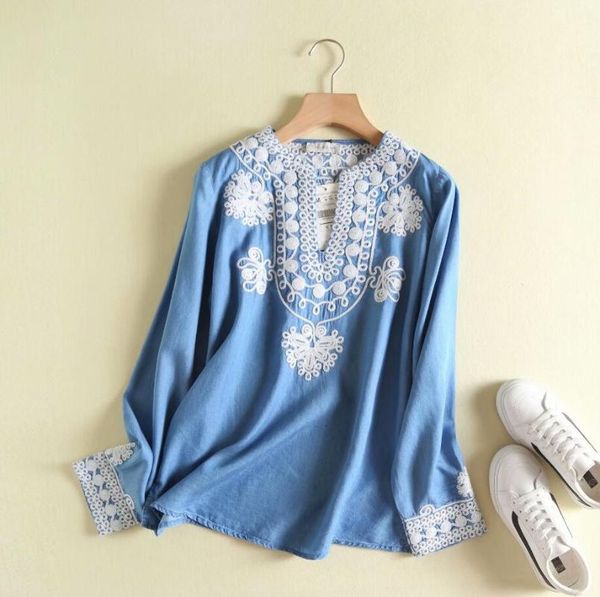 tencel denim shirt women embroidery long sleeve blouse cotton soft jeans blouse casual loose vintage floral r2456, White
tencel denim shirt women embroidery long sleeve blouse cotton soft jeans blouse casual loose vintage floral r2456, White