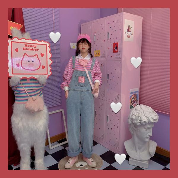 women's jumpsuits & rompers vintage style cute suspender straps jumpsuit straight trousers piggy embroidery overall jeans loose denim p, Black;white
women's jumpsuits & rompers vintage style cute suspender straps jumpsuit straight trousers piggy embroidery overall jeans loose denim p, Black;white
