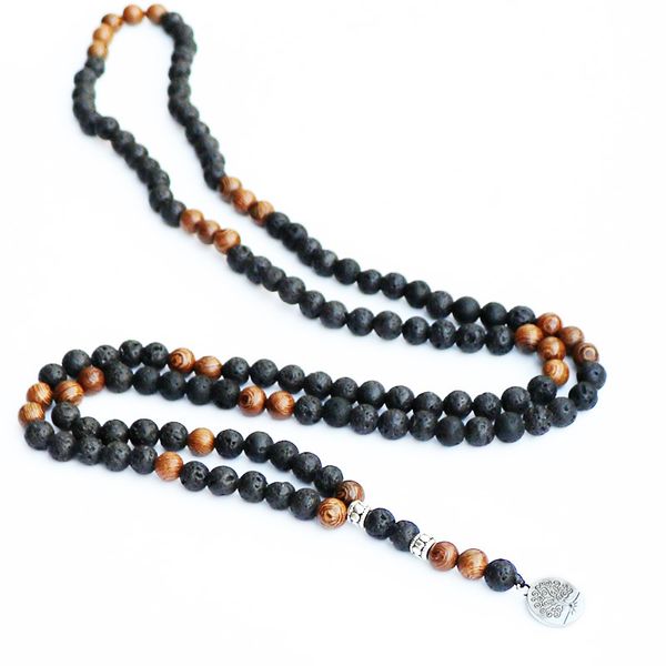 men necklace wood beads black lava stone with tree of life pendant rosary necklace natural stones men jewelry, Silver
men necklace wood beads black lava stone with tree of life pendant rosary necklace natural stones men jewelry, Silver