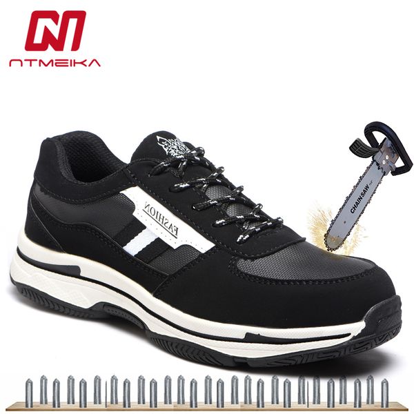 casual safety shoes men new arrival work shoes for men breathable protection sneaker plus size 35-46 safety work boots, Black
