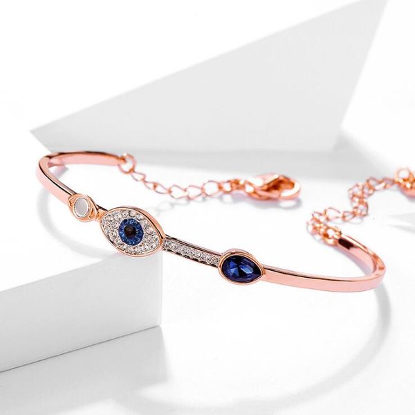 fashion alloy evil eyes design cuff bangle in rose gold with czech crystal stones inlay for women, Black
fashion alloy evil eyes design cuff bangle in rose gold with czech crystal stones inlay for women, Black