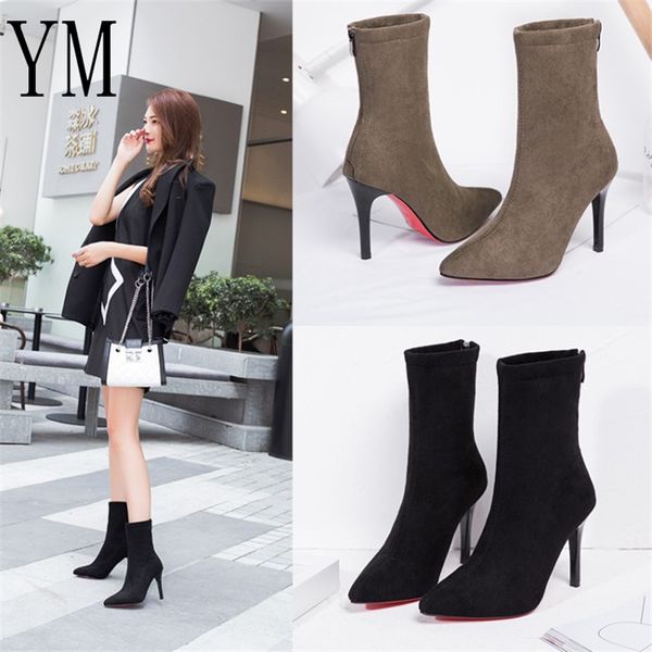 new women sock boots pointed toe elastic high slip on heel high ankle pumps stiletto botas mujer boots zapatos muje 2018, Black
new women sock boots pointed toe elastic high slip on heel high ankle pumps stiletto botas mujer boots zapatos muje 2018, Black