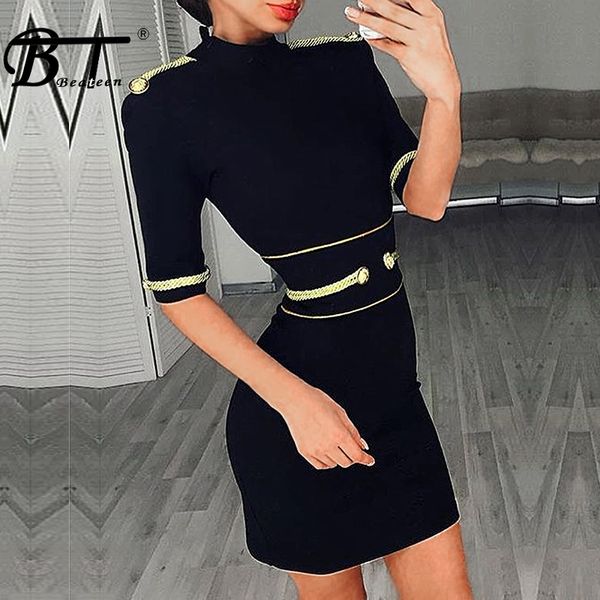 beateen 2019 fashion style black white 2 color studded bandage bodycon dress half sleeve mini women party, Black;gray
beateen 2019 fashion style black white 2 color studded bandage bodycon dress half sleeve mini women party, Black;gray