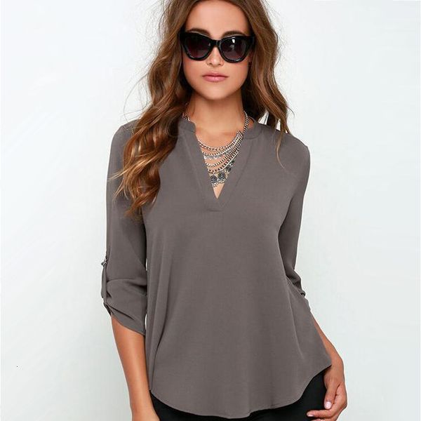 ladies designer blouse woman blouse shirt women fashion chiffon 3 4 regular sleeve v neck large size clothing china, White
ladies designer blouse woman blouse shirt women fashion chiffon 3 4 regular sleeve v neck large size clothing china, White