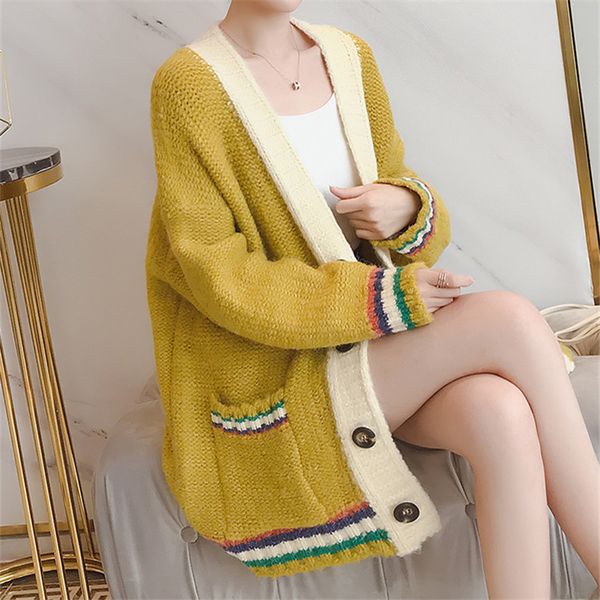 cardigan coats female 2018 spring autumn long sleeve stitching cardigan women sweater pockets girls knitted jacket a1714, White
cardigan coats female 2018 spring autumn long sleeve stitching cardigan women sweater pockets girls knitted jacket a1714, White