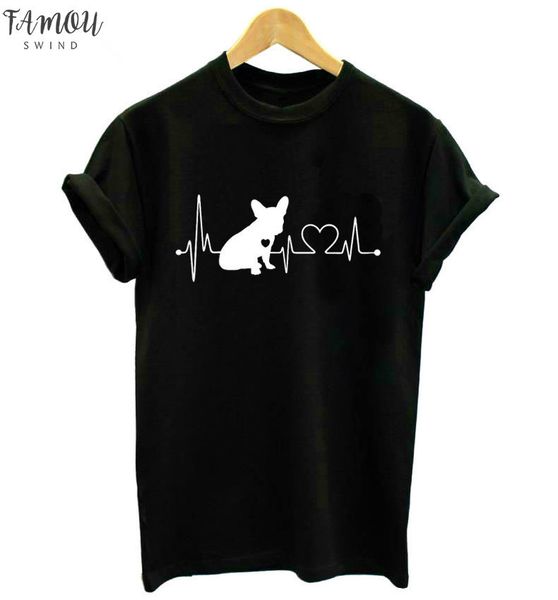 french bulldog heartbeat lifeline print women t shirt hipster lady short sleeve t shirt female casual top, White 
french bulldog heartbeat lifeline print women t shirt hipster lady short sleeve t shirt female casual top, White