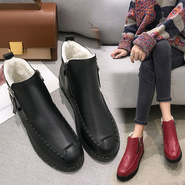 snow boots for women flat heel women's low shoes round toe leather booties luxury designer winter footwear zipper ankle fashion, Black
snow boots for women flat heel women's low shoes round toe leather booties luxury designer winter footwear zipper ankle fashion, Black