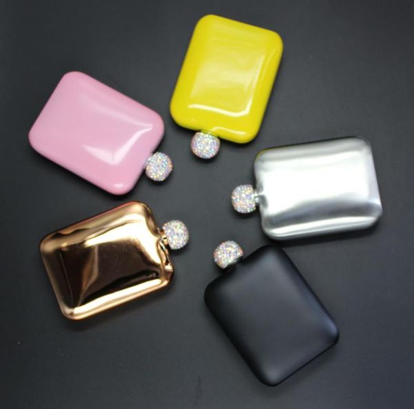 2019 новый алмаз хип колбы из нержавеющей стали бутыль с горный хрусталь крышка крышка мини хип колбу круглый винный горшок колба бутылка ви