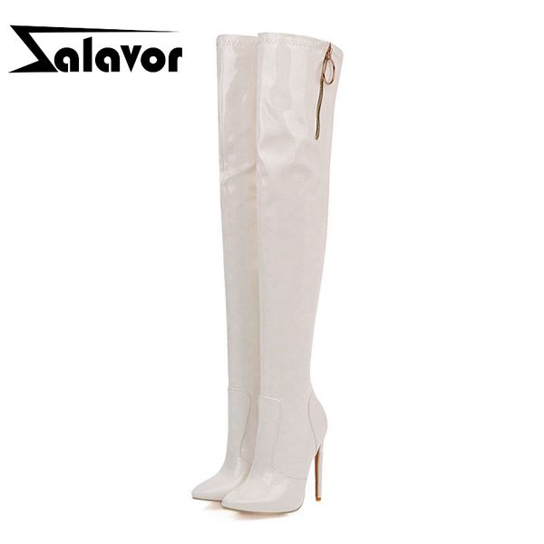 zalavor size 30-48 pu leather high heels winter long boots pointed toe zipper fashion office over knee boots, Black
zalavor size 30-48 pu leather high heels winter long boots pointed toe zipper fashion office over knee boots, Black