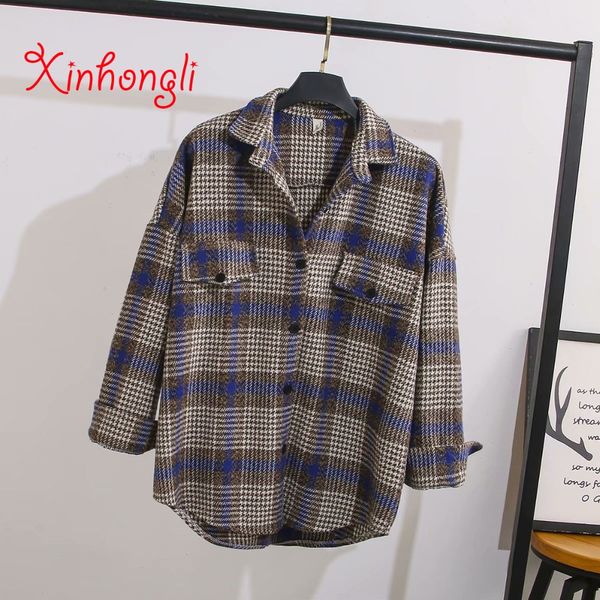 plus size wool loose plaid women shirt jackets 2019 spring new casual ladies pockets drop shoulder sleeve coat female, Black;brown
plus size wool loose plaid women shirt jackets 2019 spring new casual ladies pockets drop shoulder sleeve coat female, Black;brown