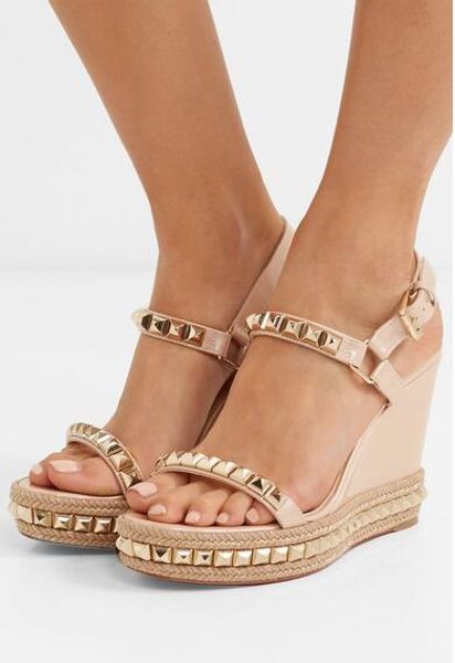 summer women high heels cataclou nude leather wedges studs espadrille wedge sandals brands lady ankle strap wedges eu43, Black
summer women high heels cataclou nude leather wedges studs espadrille wedge sandals brands lady ankle strap wedges eu43, Black