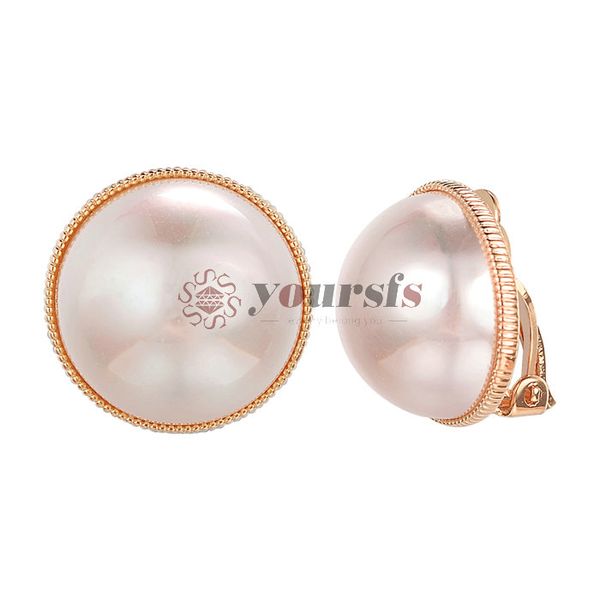 yoursfs simulation pearl earrings for women 18k rose gold plated round shape non pierced earrings, Silver