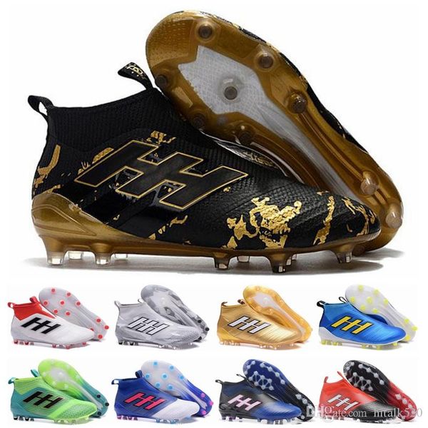 

ace 17+ purecontrol primeknit outdoor soccer cleats taquets firm ground cleats trainers fg nsg mens football boots soccer shoes gold black