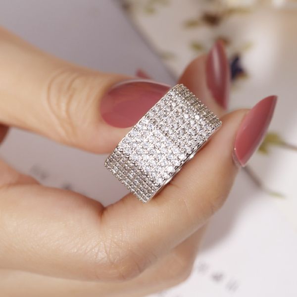 real 925 sterling silver octagonal nut ring cocktail wedding jewelry finger luxury shine tiles seven rows 420pcs stone ring, Slivery;golden
real 925 sterling silver octagonal nut ring cocktail wedding jewelry finger luxury shine tiles seven rows 420pcs stone ring, Slivery;golden