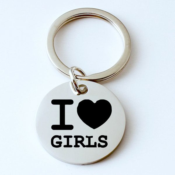 yamily i love grils engraved charm pendant key chian stainless steel heart round charm key ring, Silver
yamily i love grils engraved charm pendant key chian stainless steel heart round charm key ring, Silver
