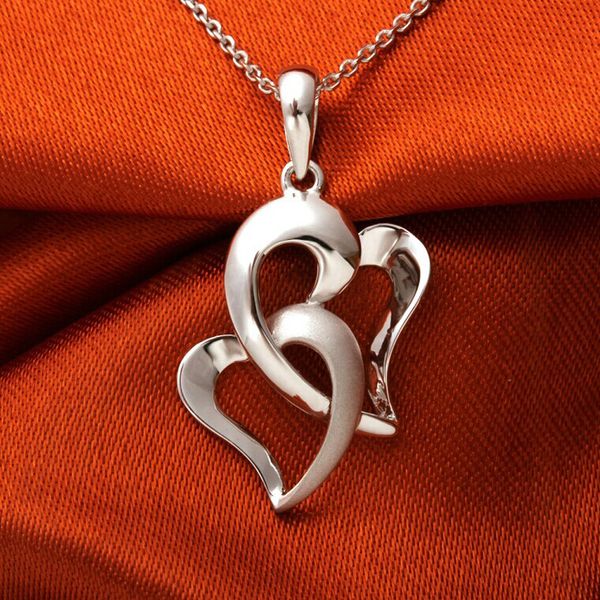 romantic platinum 2 heart pendant for women female pt950 white true solid gold necklace gift fine wedding engagement jewelry, Silver
romantic platinum 2 heart pendant for women female pt950 white true solid gold necklace gift fine wedding engagement jewelry, Silver