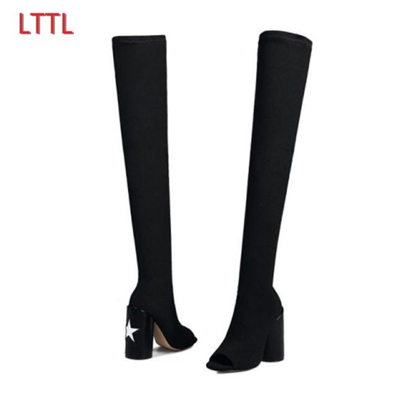 stretch fabric high heel boots peep toe over the knee boots white star decor black botas mujer plus big size
stretch fabric high heel boots peep toe over the knee boots white star decor black botas mujer plus big size