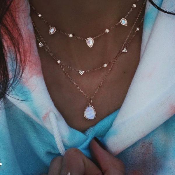 pendant necklaces boho fashion vintage gold for women crystal heart-shaped water drop opal necklace multilayer female jewelry, Silver
pendant necklaces boho fashion vintage gold for women crystal heart-shaped water drop opal necklace multilayer female jewelry, Silver