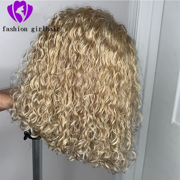 150% blonde curly 13*4 side parting lace front wig 613 transparent lace colorful short bob synthetic wigs heat resistant for white women, Black
150% blonde curly 13*4 side parting lace front wig 613 transparent lace colorful short bob synthetic wigs heat resistant for white women, Black