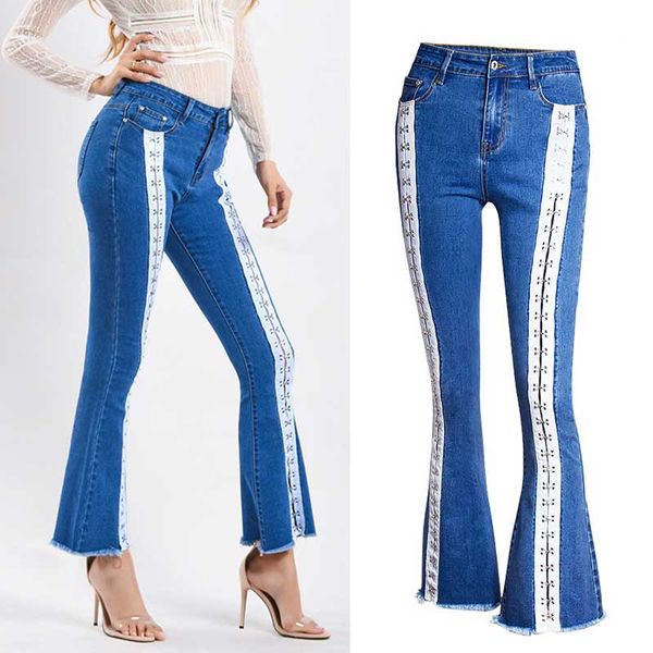 women fashion 3xl plus size blue flare jeans ladies lace up ribbon snap pants femme push up strap ripped wide denim trouser
women fashion 3xl plus size blue flare jeans ladies lace up ribbon snap pants femme push up strap ripped wide denim trouser