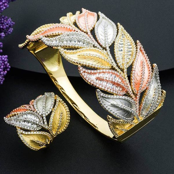 zlxgirl difficult craft special design flower leaves bangle ring 3 tones brass cubic zirconia celebrity banquet bangle, Silver
zlxgirl difficult craft special design flower leaves bangle ring 3 tones brass cubic zirconia celebrity banquet bangle, Silver
