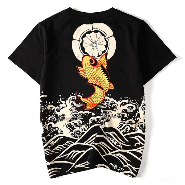 japanese streetwear t shirt carp fish print mens harajuku t-shirt print tshirt hip hop cotton tees, White;black
japanese streetwear t shirt carp fish print mens harajuku t-shirt print tshirt hip hop cotton tees, White;black