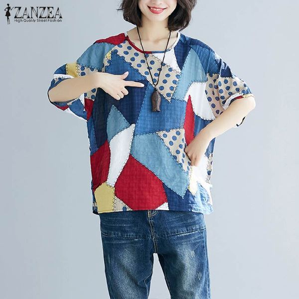 fashion women's printed patchwork blouse 2019 zanzea casual tunic plus size summer blusas short sleeve tee shirts kaftan, White
fashion women's printed patchwork blouse 2019 zanzea casual tunic plus size summer blusas short sleeve tee shirts kaftan, White