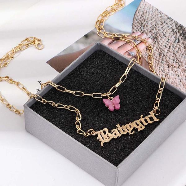 fashion women necklace girls acrylic butterfly double layer letter angel pendant necklace choker temperament party jewelry gifts, Silver
fashion women necklace girls acrylic butterfly double layer letter angel pendant necklace choker temperament party jewelry gifts, Silver
