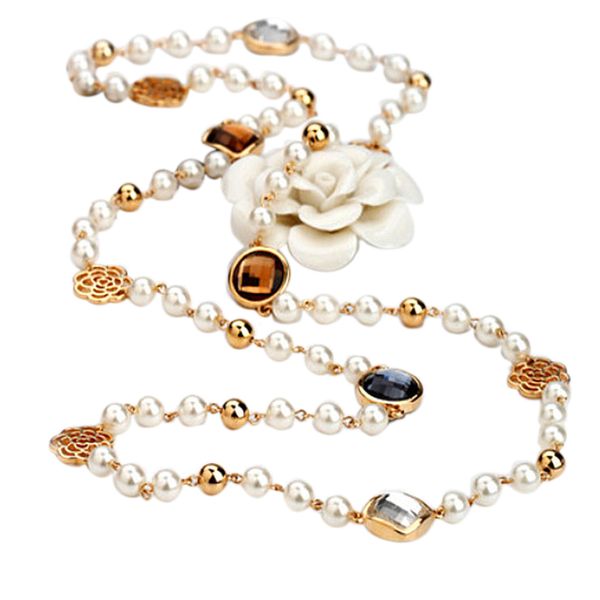 rose flower simulated pearl long necklace for women sweater winter necklace christmas gift, Silver
rose flower simulated pearl long necklace for women sweater winter necklace christmas gift, Silver