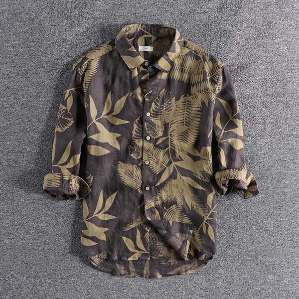 2020 new arrival leaf printing fashion trend spring and summer linen youth shirt fashion xl lapel men's seven sleeve shirt 0176, White;black
2020 new arrival leaf printing fashion trend spring and summer linen youth shirt fashion xl lapel men's seven sleeve shirt 0176, White;black