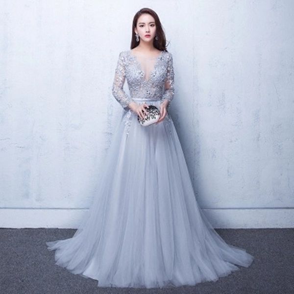 party dresses light gray tulle long evening dress 2021 sheer lace appliques gowns up abiti da cerimonia, White;black
party dresses light gray tulle long evening dress 2021 sheer lace appliques gowns up abiti da cerimonia, White;black