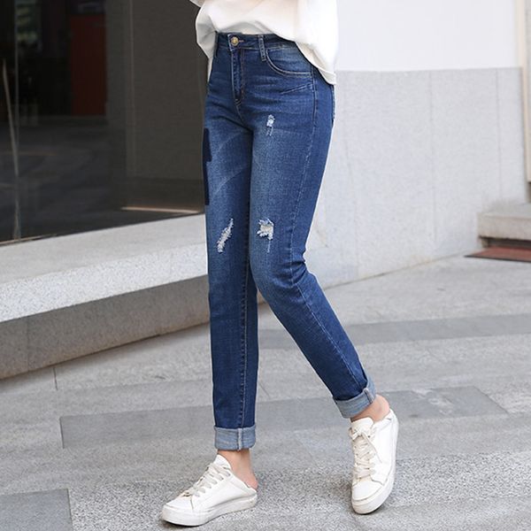 women korean printed large size 8xl female jeans hole new thin age reduction student casual pants, Blue
women korean printed large size 8xl female jeans hole new thin age reduction student casual pants, Blue