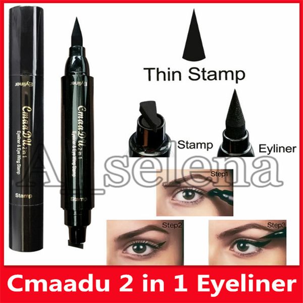 

new cmaadu brand liquid eye liner pen make up waterproof black double-ended stamp seal eyeliner pencil cat eyes makeup tool