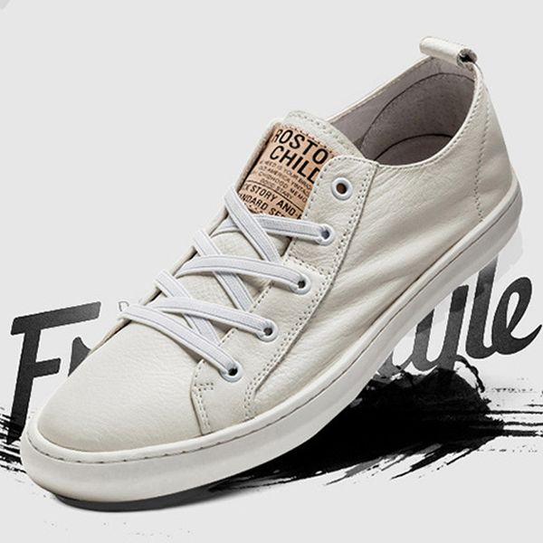 2018 new style men's shoes skateboard genuine leather white shoes men's korean-style trend casual elastic band, Black
2018 new style men's shoes skateboard genuine leather white shoes men's korean-style trend casual elastic band, Black