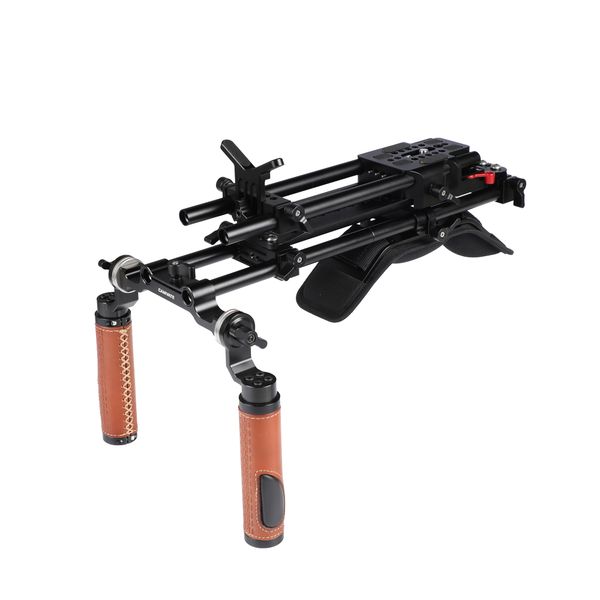 camvate pro shoulder mount rig with 12" arri dovetail bridge plate quick release adapter baseplate & leather handgrip pair item code: c
camvate pro shoulder mount rig with 12" arri dovetail bridge plate quick release adapter baseplate & leather handgrip pair item code: c