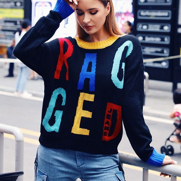 warm sweater for women contrast color letters bf loose pullovers fall/winter bottom round neck long sleeve knit top, White;black
warm sweater for women contrast color letters bf loose pullovers fall/winter bottom round neck long sleeve knit top, White;black