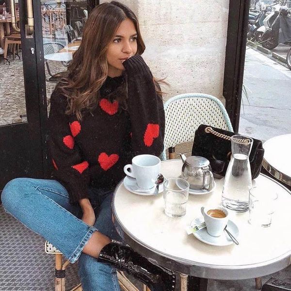 2020 women's sweater autumn winter heart print knitted sweaters pullovers pull femme jumpers sueter mujer lazy sweater, White;black
2020 women's sweater autumn winter heart print knitted sweaters pullovers pull femme jumpers sueter mujer lazy sweater, White;black