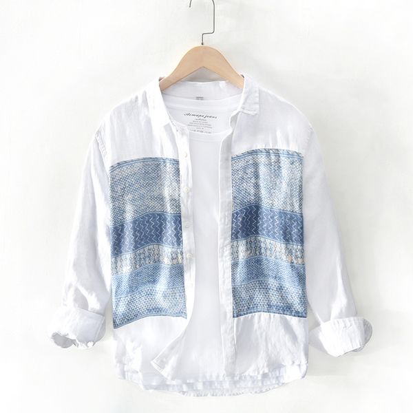 2020 spring shirts men turn-down collar loose 100%linen fashion patchwork shirt male plus size brand clothing y2539, White;black
2020 spring shirts men turn-down collar loose 100%linen fashion patchwork shirt male plus size brand clothing y2539, White;black