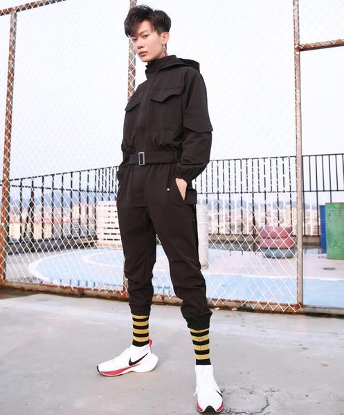 2019 autumn new hair stylist fashion jumpsuit catwalk show hip hop personality jumpsuits men clothing singer costumes, Black
2019 autumn new hair stylist fashion jumpsuit catwalk show hip hop personality jumpsuits men clothing singer costumes, Black