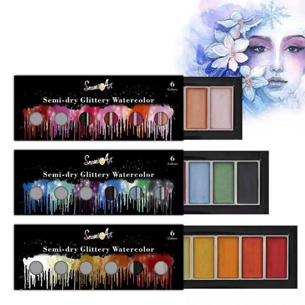 seamiart 6color cool/warm/metallic watercolor paint set for artist drawing glitter paint water color pan pigment art supplies
seamiart 6color cool/warm/metallic watercolor paint set for artist drawing glitter paint water color pan pigment art supplies