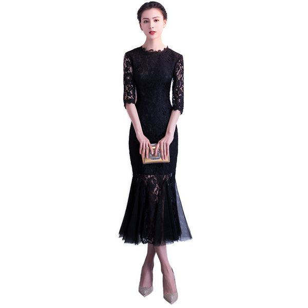 holievery mermaid o neck lace cocktail dresses 2020 length party dress half sleeves formal gown, White;black
holievery mermaid o neck lace cocktail dresses 2020 length party dress half sleeves formal gown, White;black