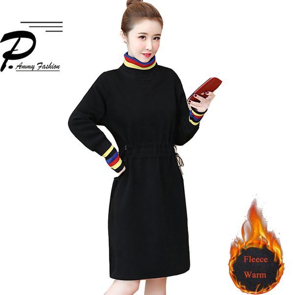 winter warm fleece lining thicken plus size tie waist long sweatshirt dress 2019 women turtleneck long sleeve loose pullover, Black
winter warm fleece lining thicken plus size tie waist long sweatshirt dress 2019 women turtleneck long sleeve loose pullover, Black