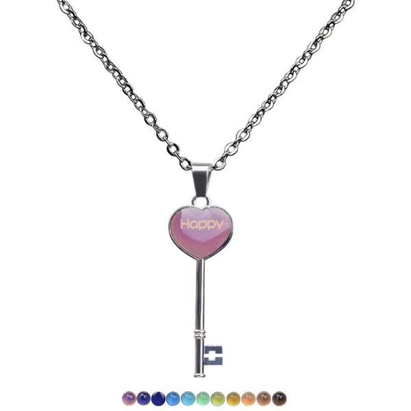 juchao mood necklaces peach heart key pendant necklace stainless steel chain temperature control for color change jewelry women, Silver
juchao mood necklaces peach heart key pendant necklace stainless steel chain temperature control for color change jewelry women, Silver